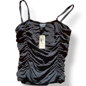 Y2K Black Ruched Top Practical Magic Whimsigoth Goddess Deadstock Sz L